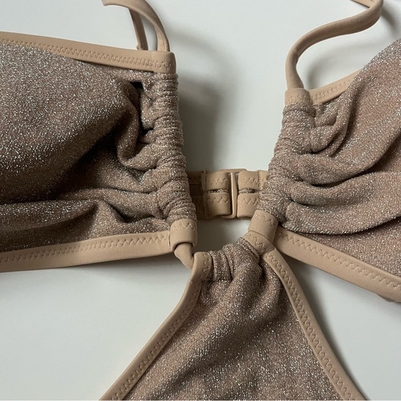 Aerie • NWT Gold Beige Sparkle Cutout One Piece Swimsuit - Picture 11 of 15